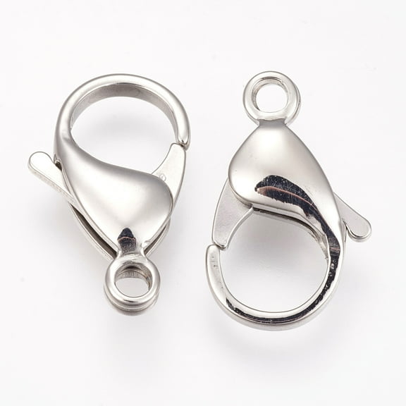 1pc 304 Stainless Steel Lobster Claw Clasps Parrot Trigger Clasps Stainless Steel Color 20x12.5x5mm Hole: 2.5mm DIY