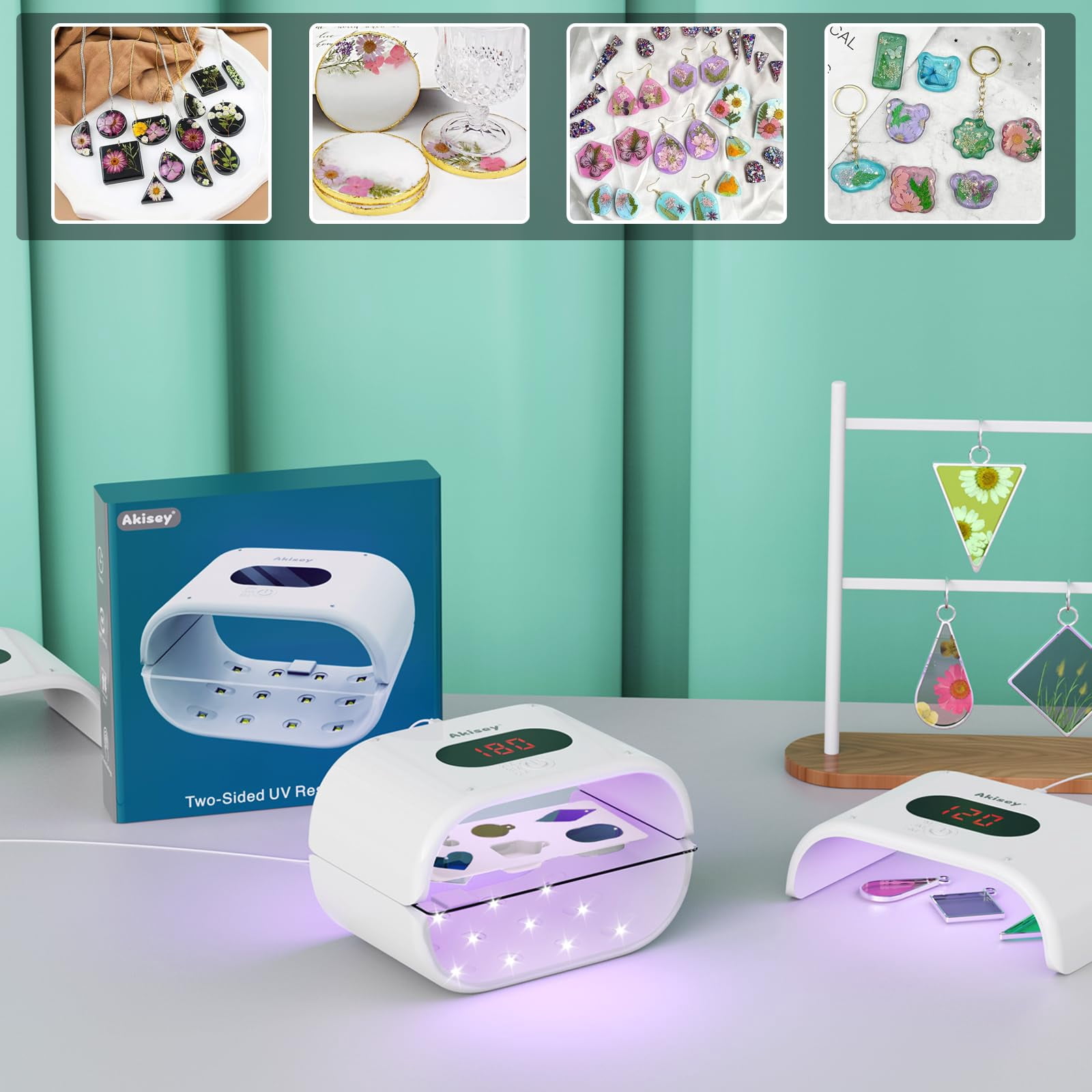 UV Light for Resin, Two-Sided UV Resin Light with Adjustable Time Setting(2m, 3m, 5m), 36W Fast Curing UV Lamp for Resin Molds DIY Craft Decor Jewelry Making