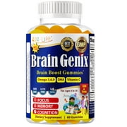 Braingenix Kids Brain Focus Gummies Attentive Child Supplement Kids Omega 3 Gummies Focus And Attention For Kids 60ct by America's Best Deals