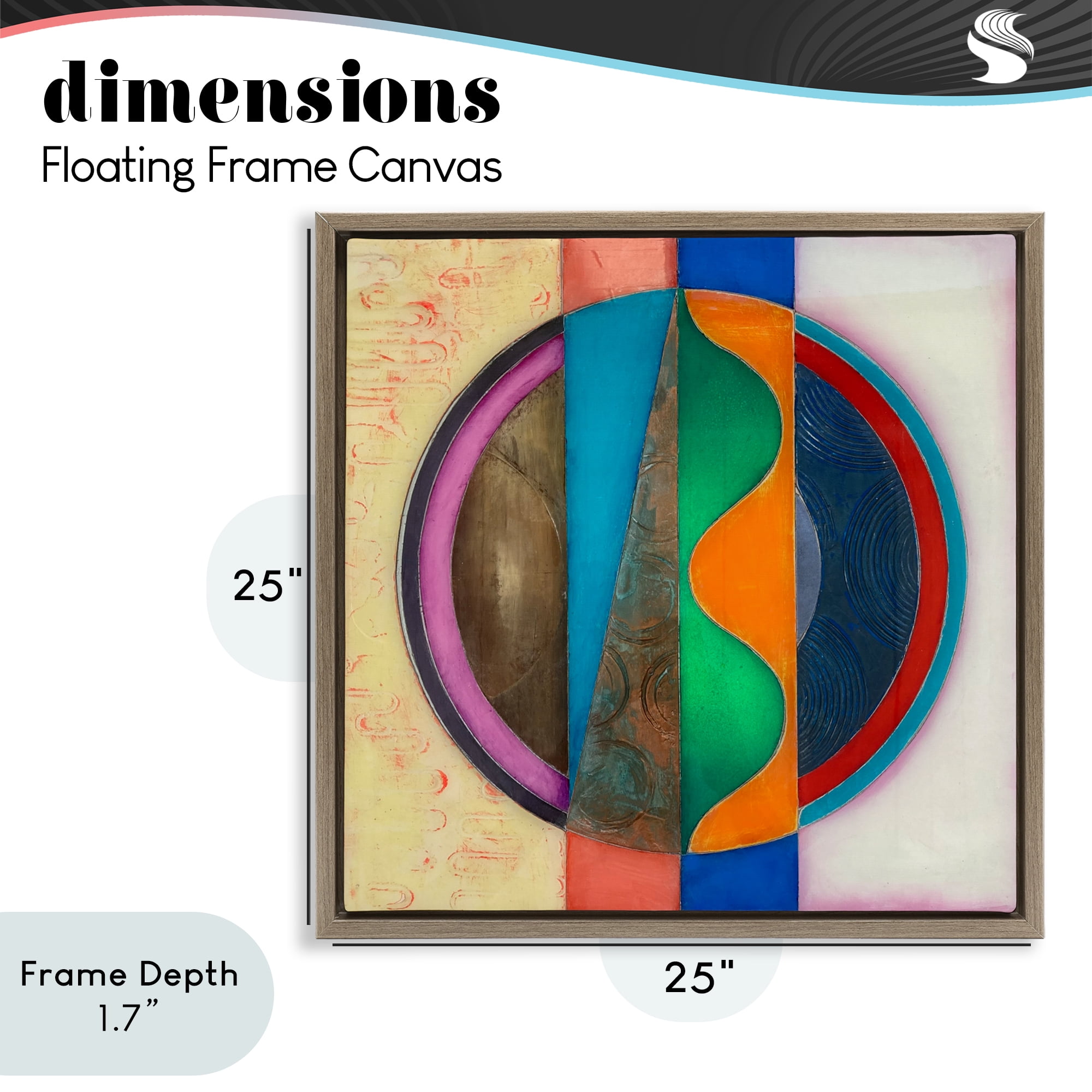 Stupell Industries Circle with Intersecting Waves Brown Framed Floater Canvas Wall Art, design by Matthew Finger