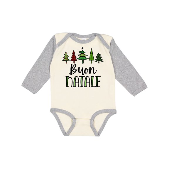 Inktastic Buon Natale Festive Christmas Trees Boys or Girls Long Sleeve Baby Bodysuit