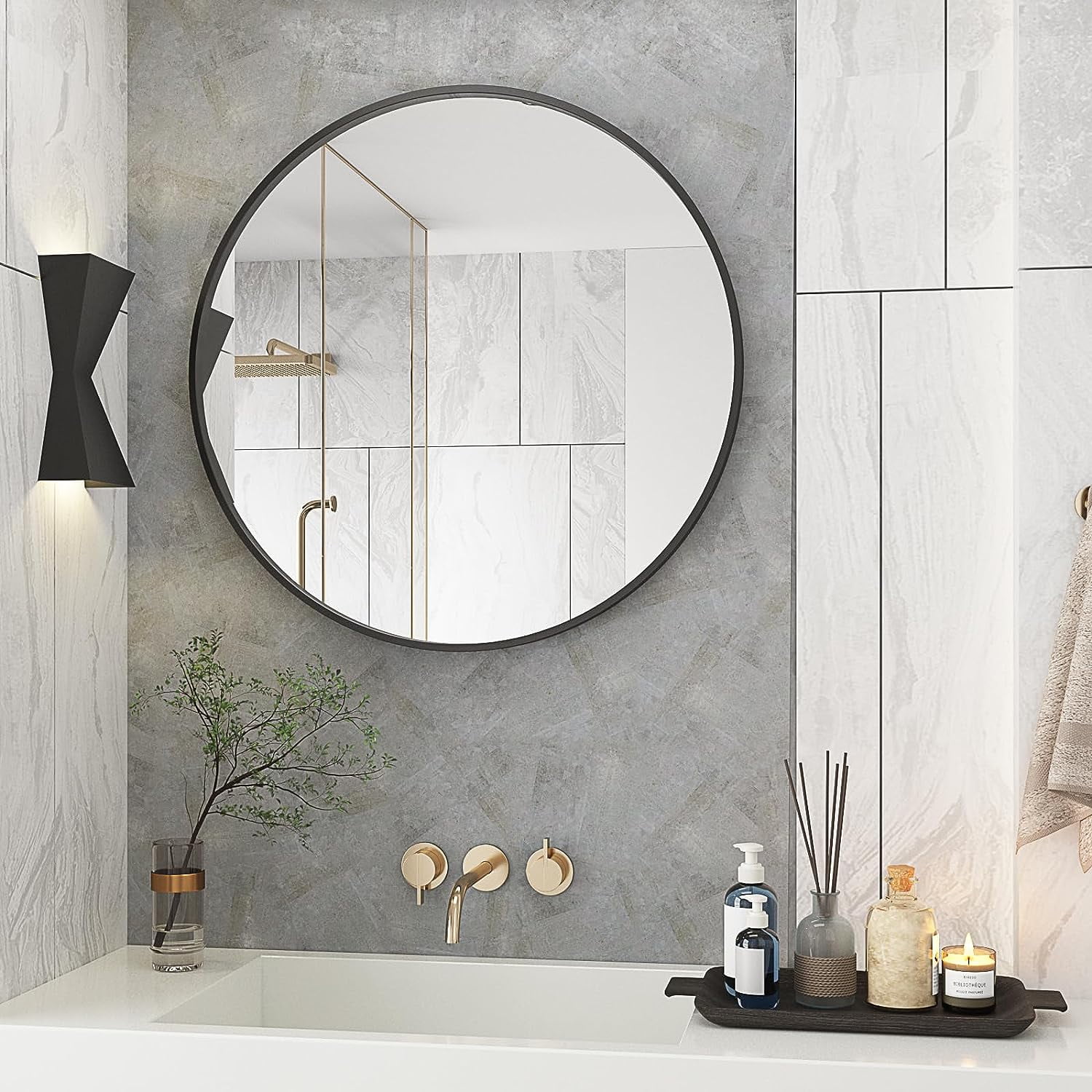 Bathroom Mirror, 30x36 Inch Stylish WallMounted Rectangular Bathroom