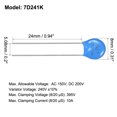 thumbnail image 3 of 100Pcs Resistor Dependiente de Voltaje AC 150V 7D241K Varistores de Disco Radiales, 3 of 3