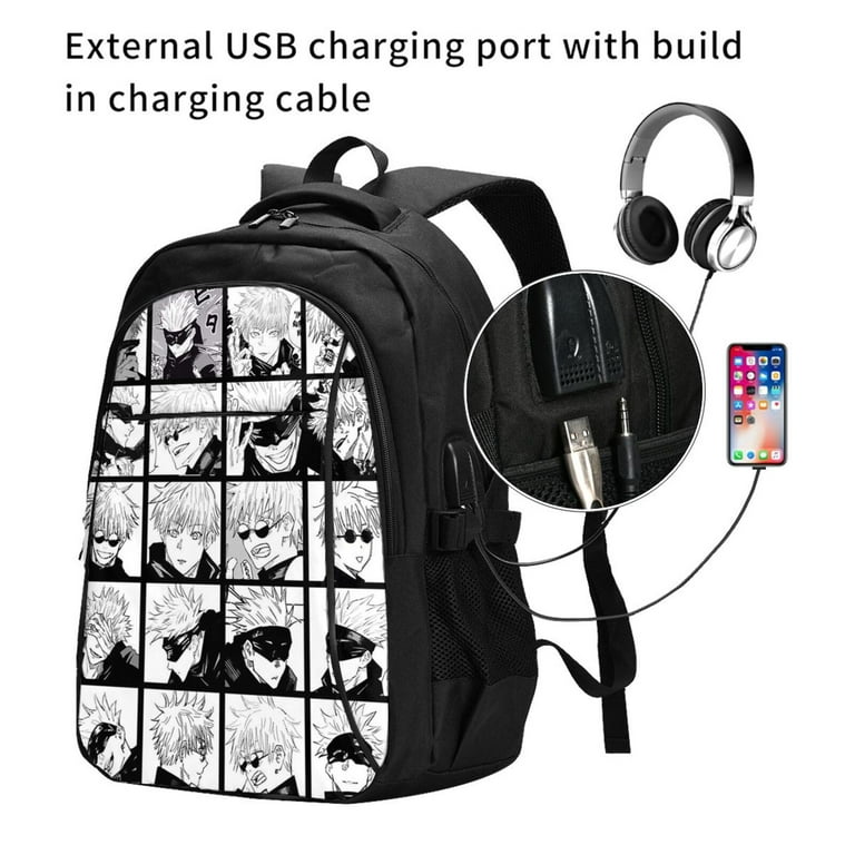 Anime Gojo Satoru Laptop Backpack with USB Charging Port Shoulders