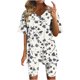 thumbnail image 1 of Blusas para las Mujeres Casual Impreso Cuello en V Manga Corta Blusa Pantalones Cortos, Conjuntos de Ropa para las Mujeres, 1 of 5