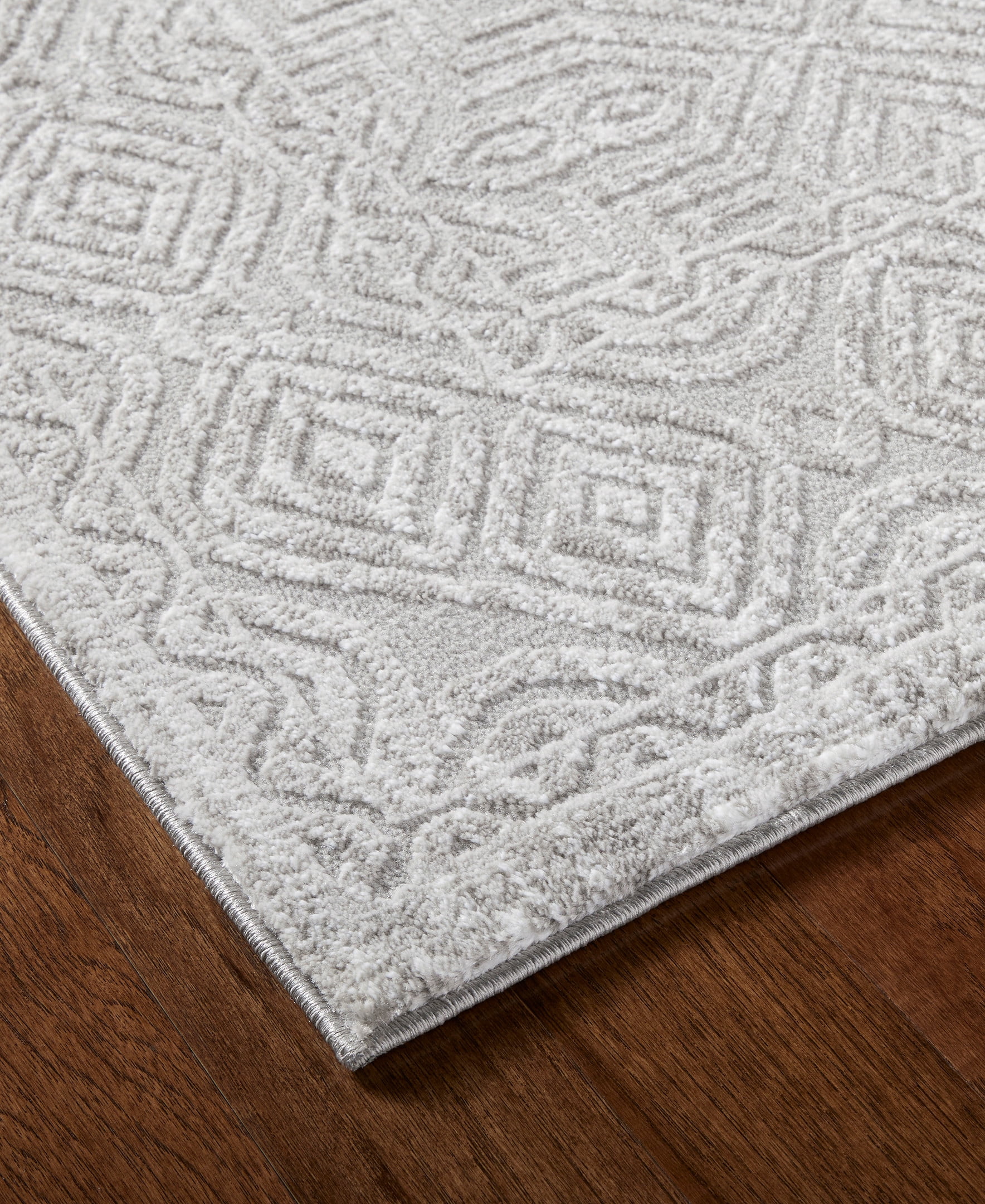 TOWN & COUNTRY LUXE Maya Medallion Tile Neutral Indoor Area Rug with High-Low Texture, Grey, 9'2"x12'5"