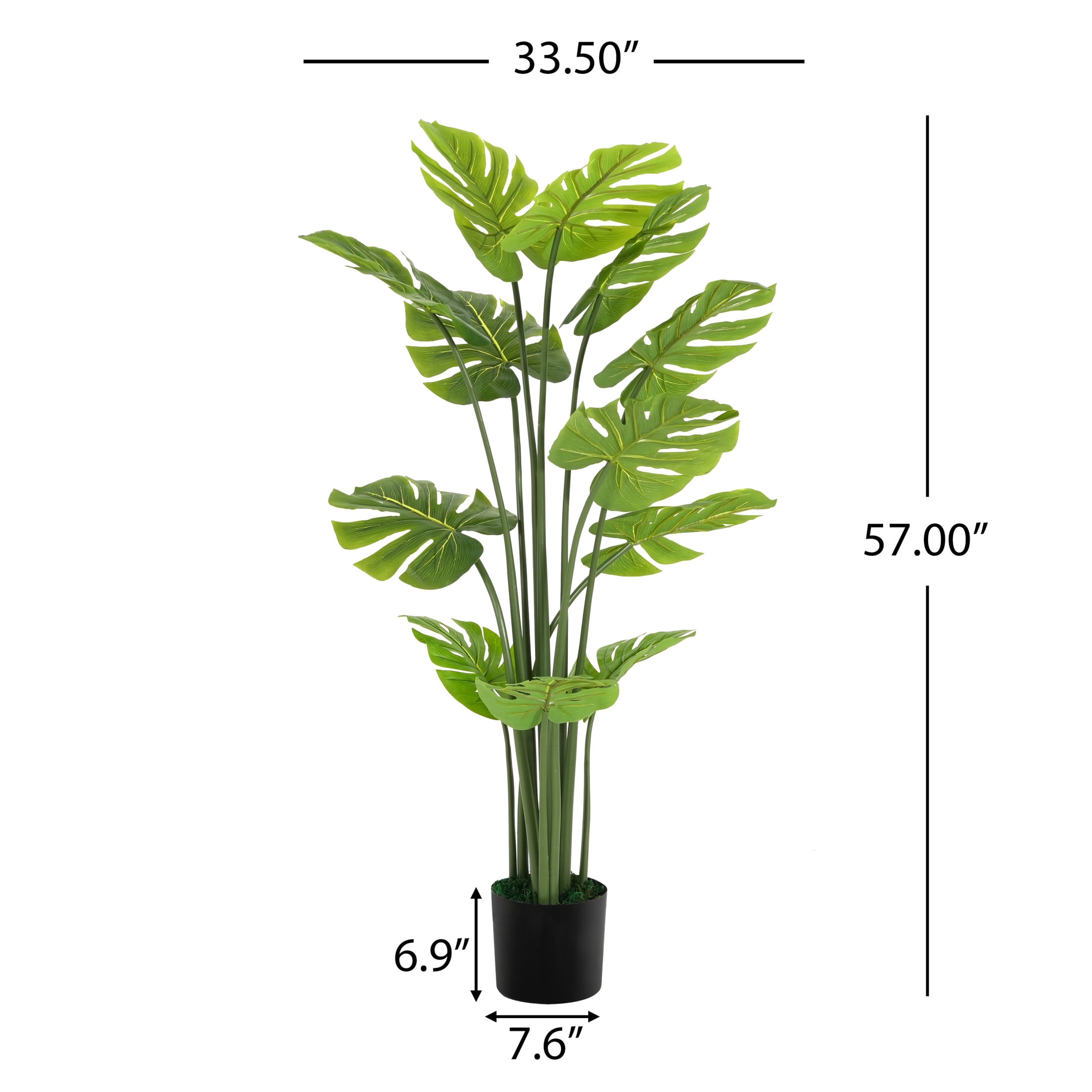 Christopher Knight Home 57" Monstera Deliciosa Plant in Black Plastic Pot, Pre-Potted Faux Greenery Tree for Home Decor