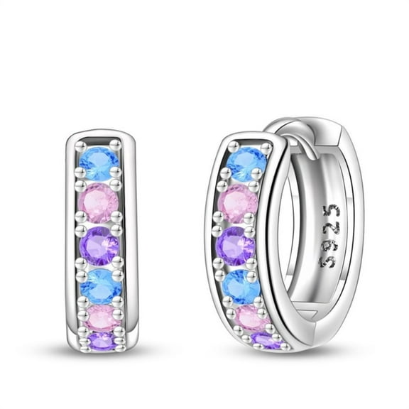 KUNSIR 925 Sterling Silver Hoop Earrings,Women Colorful Cubic Zirconia Earrings