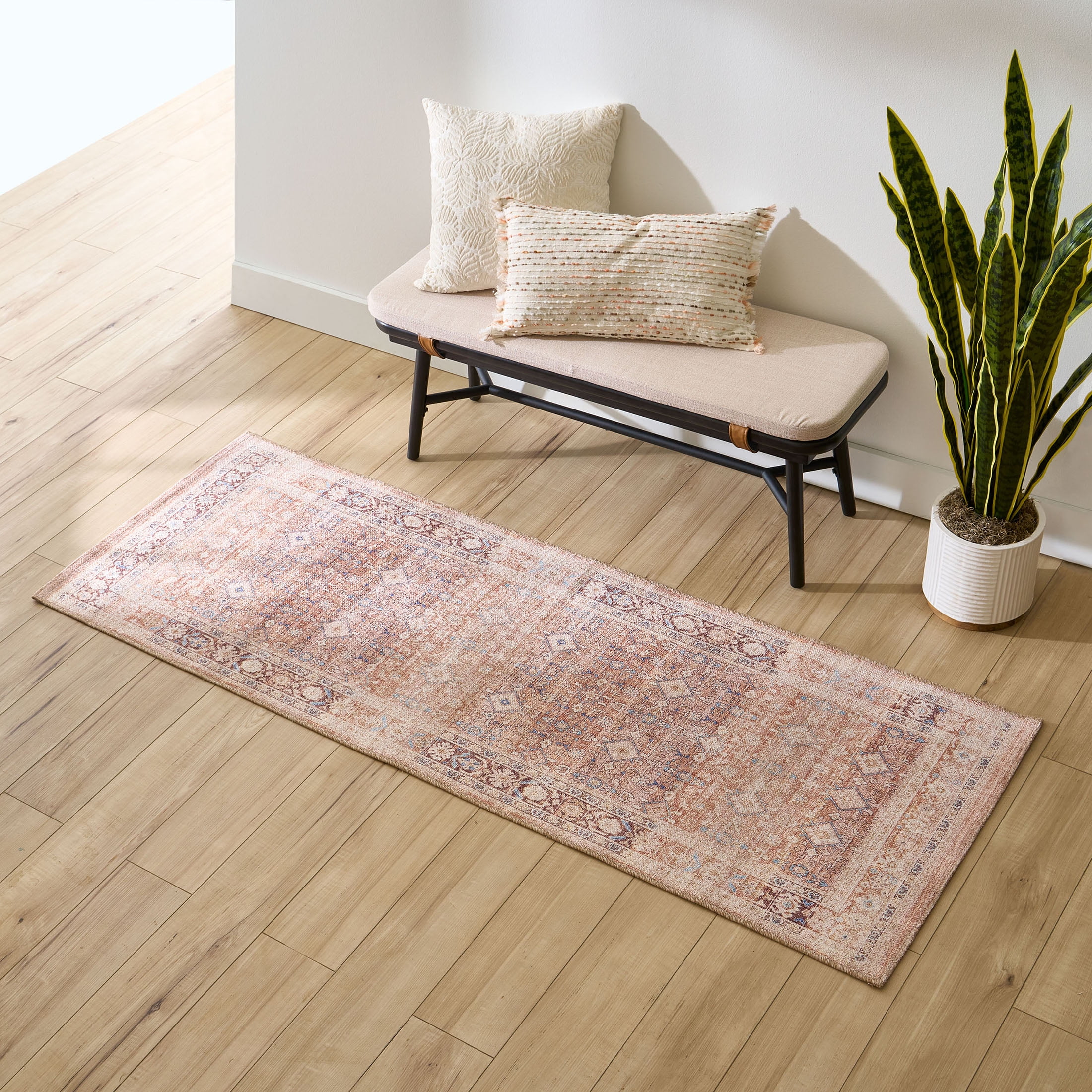 Better Homes & Gardens Brown Diamond Persian Indoor 30" x 84" Runner Rug - Brown/Blue