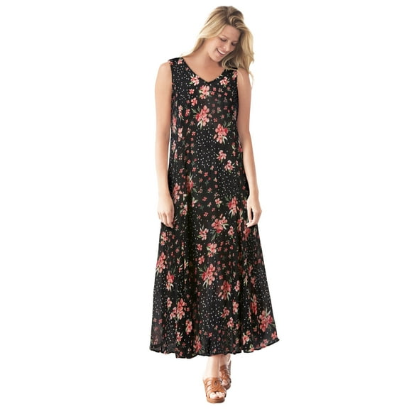 Woman Within Women's Plus Size Sleeveless Crinkle Dress