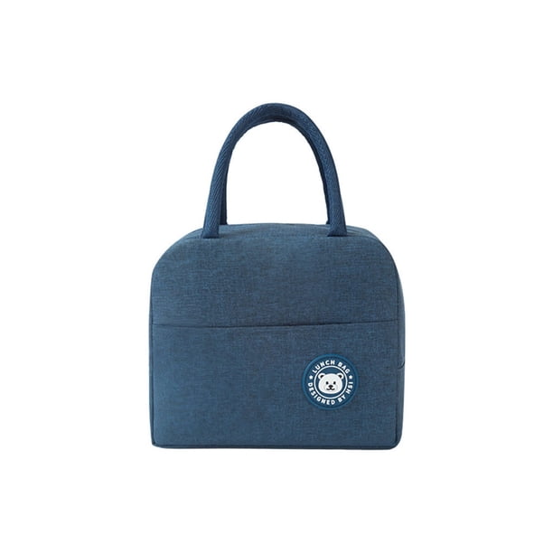 Injueey Fiambrera para niños y adultos, bolsa de transporte de Color sólido a la moda, bolsas térmicas con cremallera para almuerzos con Almacenamiento y organización del hogar azul marino