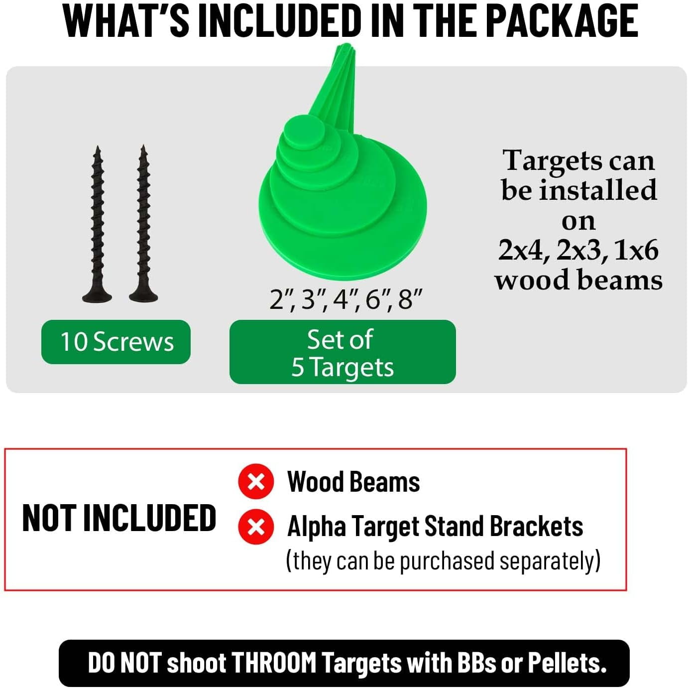 Throom Targets Hangtuff Complete Target Kit, 5 Targets, Green,