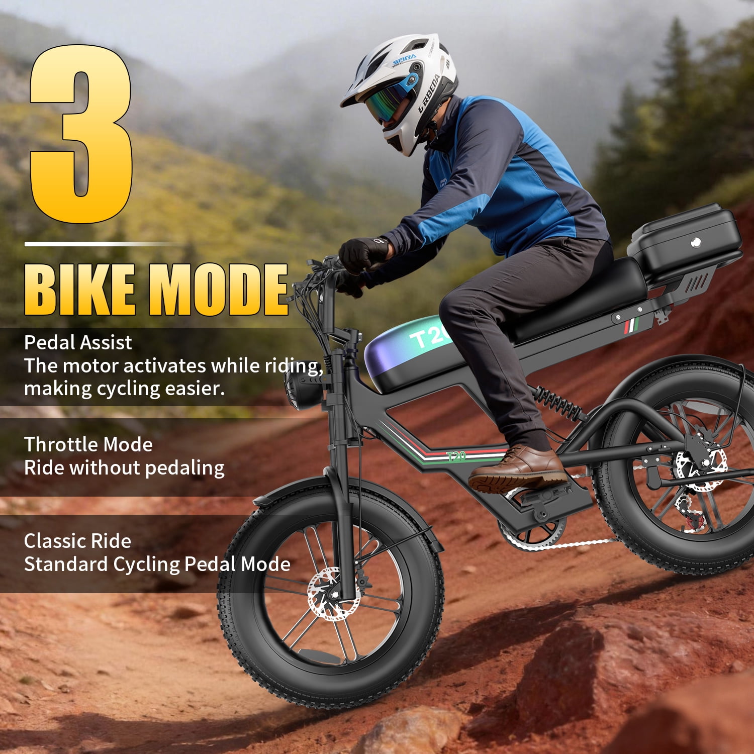 ASKGO Electric Bike for Adult , 2200W Peak 30MPH 100Miles Electric Mountain Bike , 48V 20AH Removable Battery, 7 Speed Electric Motorcycle, 20*4" Fat Tire Off Road E bike, NFC Unlock,UL2849