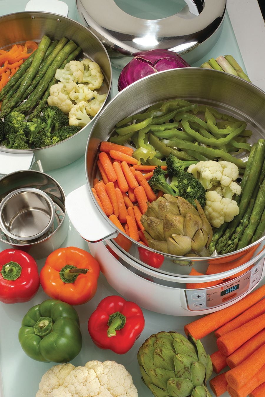 Euro Cuisine Stainless Steel 2-Tier Electric Steamer, FS2500