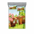 thumbnail image 2 of Tree Bedding Set with Sheet & Covers, Friendly Smiling Worms in Wooden Tree House Animal Image, Printed Bedroom Decor 2 Shams, 4 Sizes, Apple Green Chocolate, by Ambesonne, 2 of 3