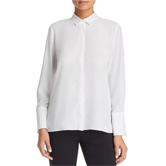 Camisa con botones de diamantes de imitación para mujer Le Gali Blanco XS
