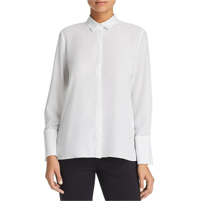 Camisa con botones de diamantes de imitación para mujer Le Gali Blanco XS