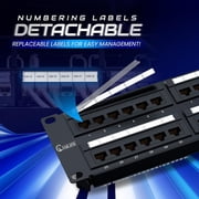 48 Port Patch Panel Cat6 Rackmount RJ45 Network Patch Panel 2U Unshielded Punch Down Rack Easy to Install Color Coded Labels