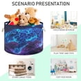 thumbnail image 4 of WOBOGO Glowing Blue Leopard Toy Storage Basket 20×14in Canvas Laundry Hamper for Living Room Kids Room Bathroom Organizer, 4 of 6