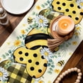 thumbnail image 3 of Spring Bee Love Table Runner - 108 Inch Long Yellow Daisy Eucalyptus Leaves Rustic Cotton and Linen Blended Dress Scarves Farmhouse Table Runner for Kitchen Dining, Coffee Table, 13" x 108", 3 of 8