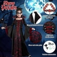 thumbnail image 4 of HBYJLZYG Girls Dress with Lace-Up Front and High Collar, Bell Sleeve Gothic Vampire Maxi Gown for Halloween Themed Party, School Play, and Everyday Wear for Kids, 4 of 4