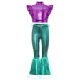 thumbnail image 3 of Aislor Girls Mermaid Two Piece Outfit Iridescent Cap Sleeve Crop Top with Flared Fishtail Bottoms Purple Mint Green 8, 3 of 6
