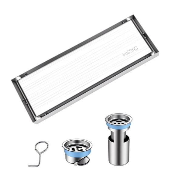 Dbuoem 47 Inch Linear Shower Drain,Shower Drain Brushed Nickel,304 Stainless Steel Shower Drains,Odor Proof Invisible Long Linear Drain，as show