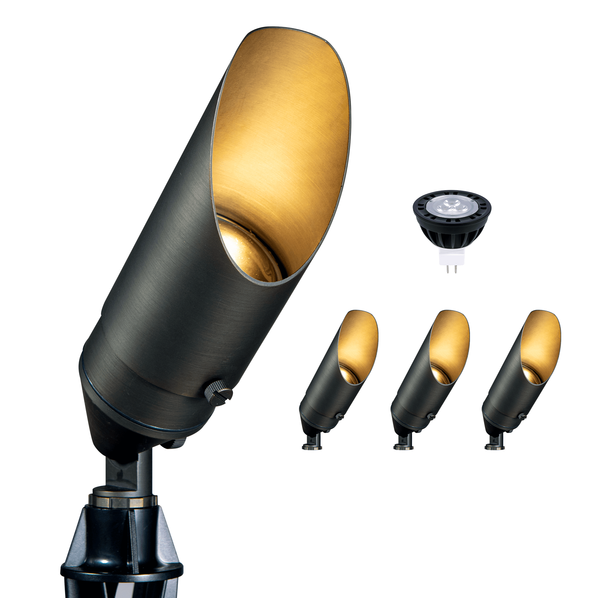 RuggedGrade Solid Brass Lyla S Series LED Landscape Light - 5W 2700K LED MR16 Bulb Included - 12V DC Low Voltage Lights 23-105