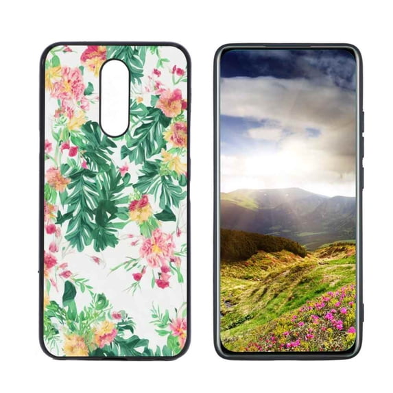 Compatible with LG Xpression Plus 2 Phone Case, Floral 124 Case Men Women, Flexible Silicone Shockproof Case for LG Xpression Plus 2