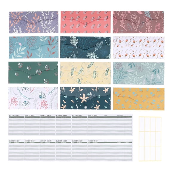 Rollbacks & More 12 Pack Budget Envelopes Laminated Cash Envelope System for Money Savings with Sheets Finance Record
