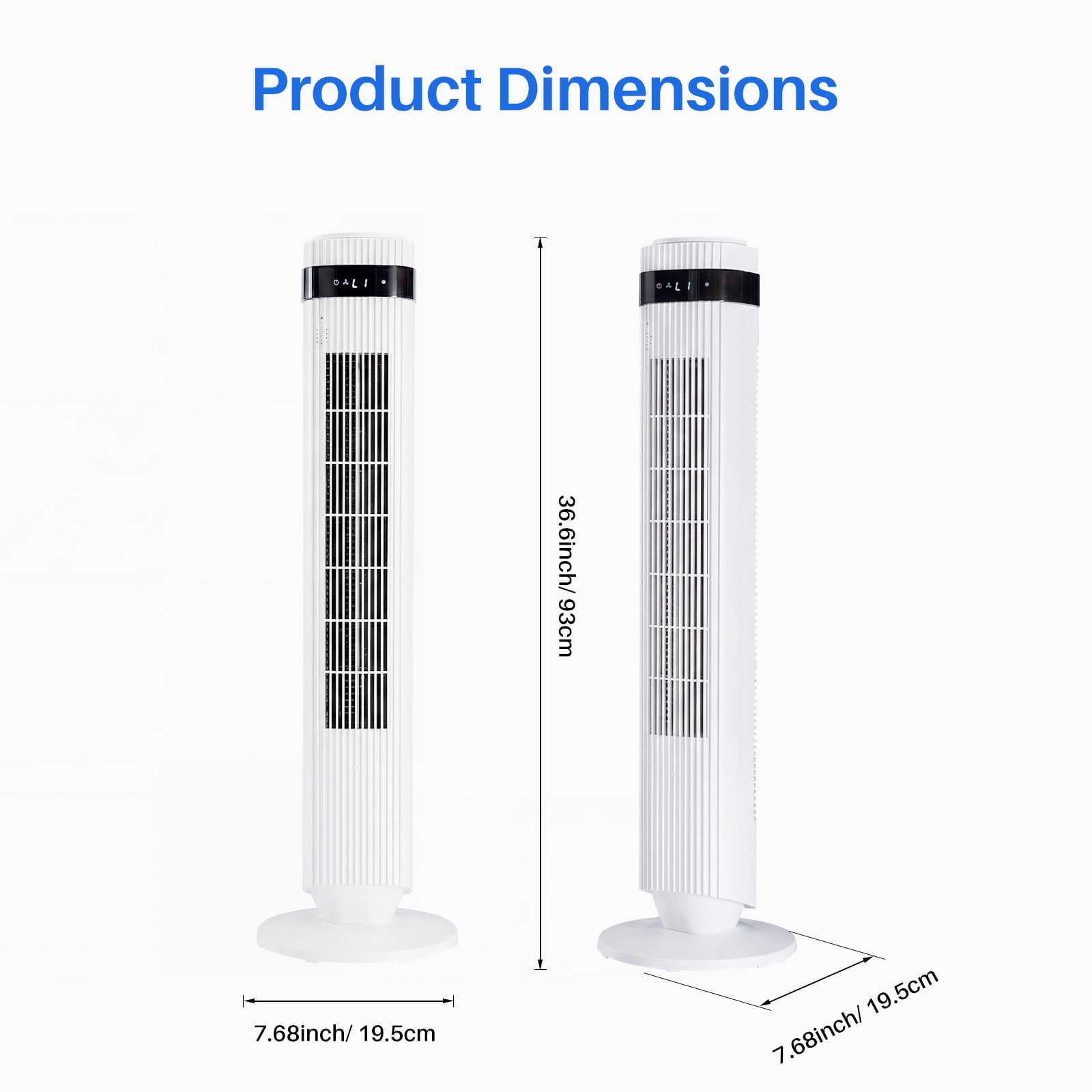 EDX Bladeless Tower Fan for Bedroom, 25ft/s High Velocity 28dB Quiet DC Fan, 5 Speeds 4 Modes, 12H Timer 64°Oscillating, Remote Standing Fan for Home Office Indoor, White