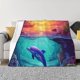 thumbnail image 1 of Fotbe Hawaiian Island Dolphin Manta de Franela con Estampado, Manta Ultrasuave para Cama, Sofá, Auto, Hipoalergénica y Antibolitas-40"x30", 1 of 6