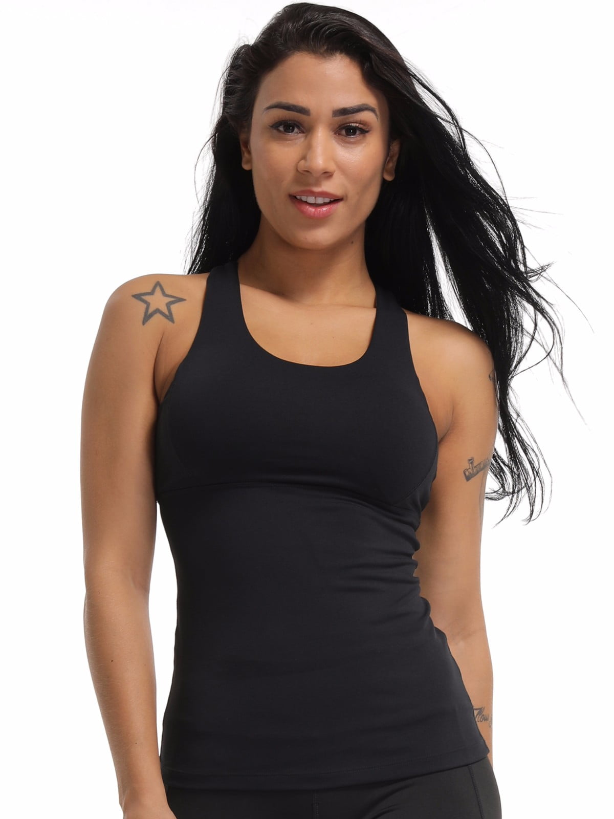 CROSS1946 Women's Padded Sports Vest Criss Cross Back High Impact Strappy Yoga Vest