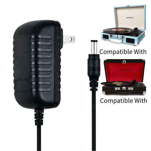 K-MAINS Power Adapter Compatible With Crosley CR8005D CR8005D-BK BL TU TW Record Player Charger
