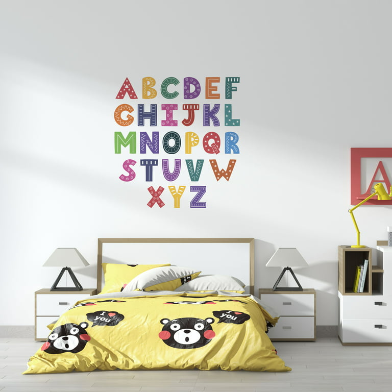 Kids Bedroom Living Room Multi-colored English Alphabet Letters Wall Art  Sticker