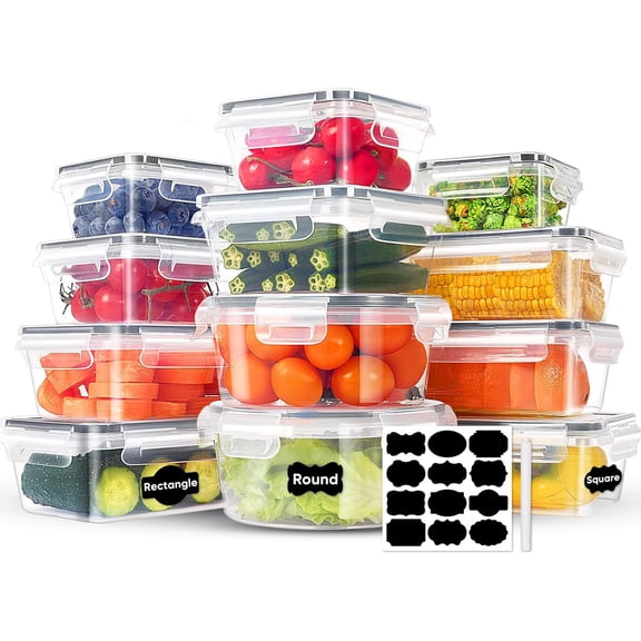 24-Piece Food Storage Containers, Leakproof Airtight