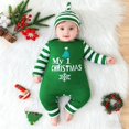 thumbnail image 2 of HNMKIU Children Christmas Jumpsuit Print Baby Romper And Hat 2 Piece Long Sleeve Striped Jumpsuit For Girls Boys Soft Outfit With Letter Design For Holiday Photoshoot Multicolour - 6-9 Months, 2 of 9