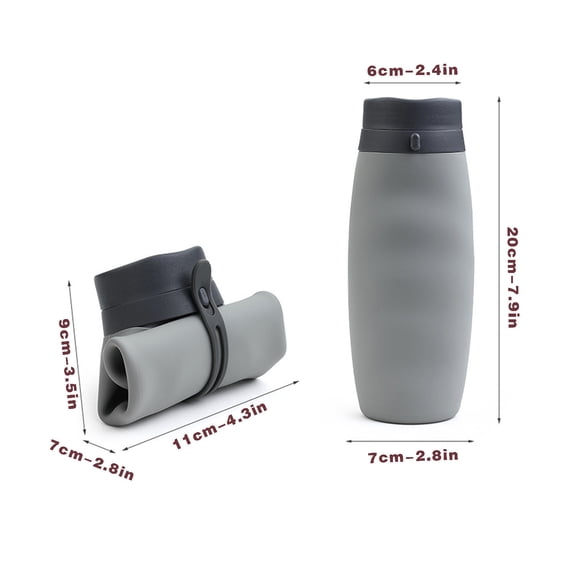 Pisexur Batería de cocina Botella de agua plegable deportiva de 600 ml para la cocina del hogar