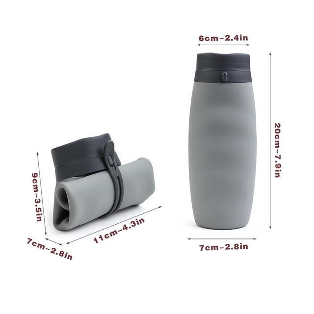 Botella de Agua Plegable para Deportes,Botella de Bebida Portátil de 600 Ml Libre de Bpa para Viajes Al Aire Libre,Botellas de Agua Plegables para Deportes de Gimnasio