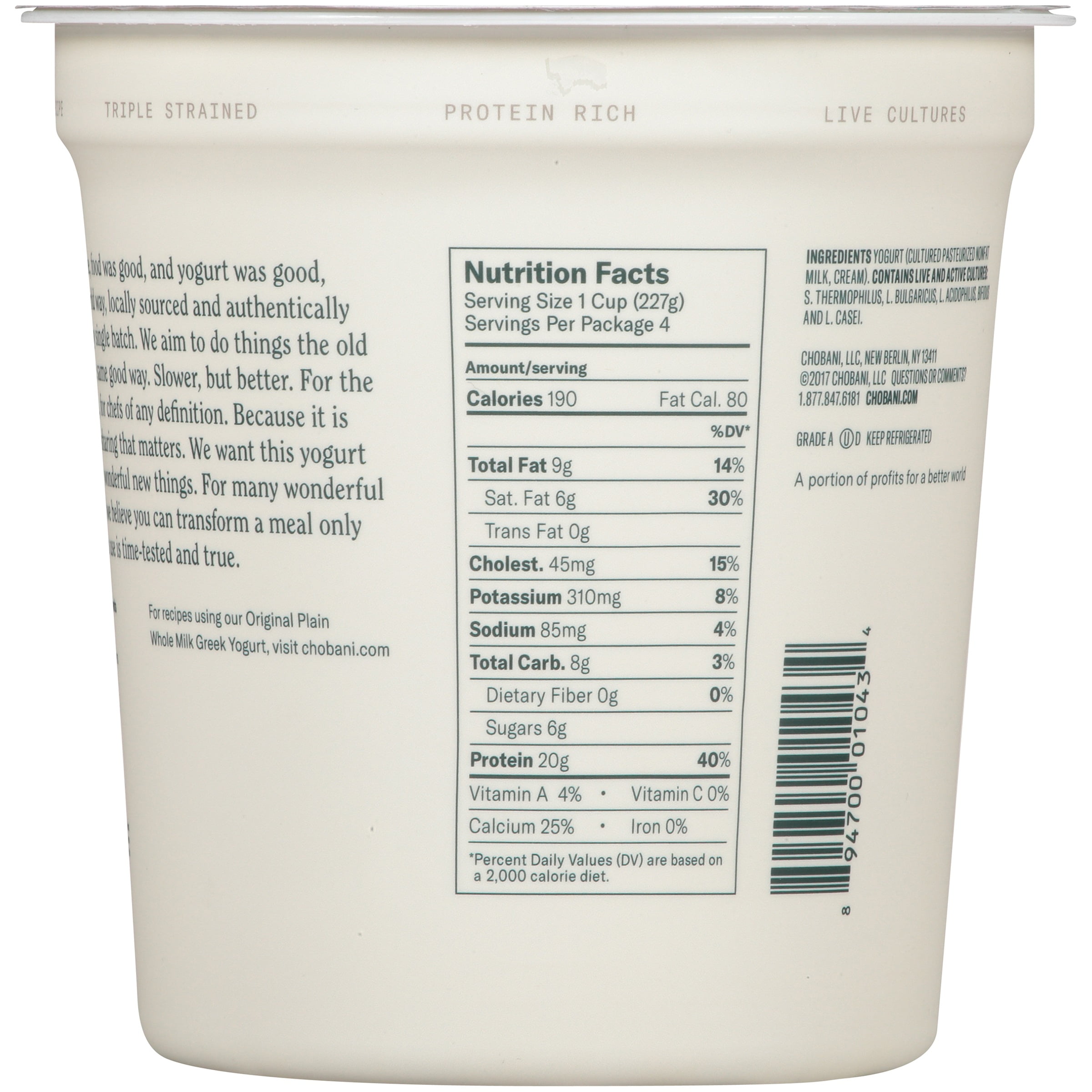 Nada Zero Fat Greek Yogurt Nutrition Facts