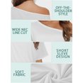 thumbnail image 5 of Women's Off Shoulder Tops Short Sleeve Casual Loose Shirts, 5 of 6