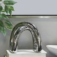 thumbnail image 2 of 8" x 8" Silver Porcelain Arched Abstract Sculpture, by CosmoLiving by Cosmopolitan, 2 of 7