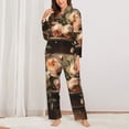 thumbnail image 2 of Yiaed Vintage Peonies Rustic Charm Print Pajamas Women's Long Sleeve Sleepwear Soft Button Down Loungewear Pjs Lounge Set Nightwear Womens Pajama Pants-Large, 2 of 7