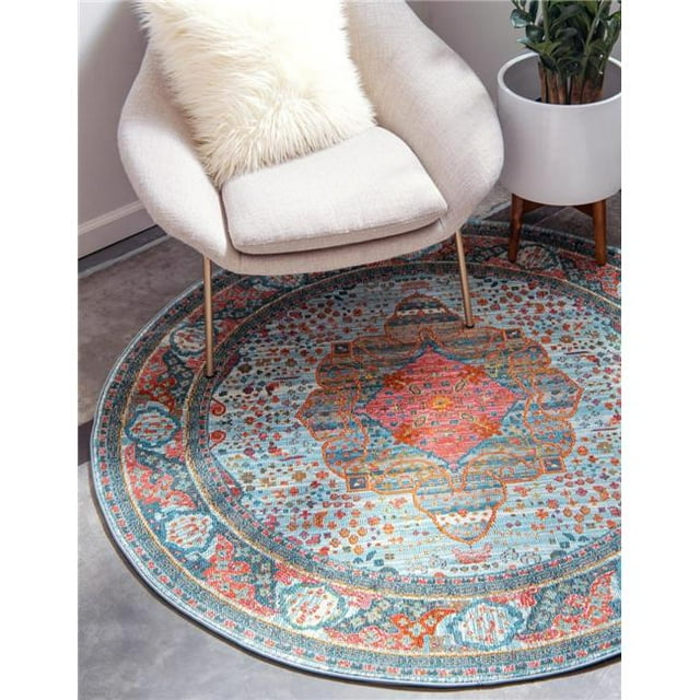 Unique Loom 3139677 5 ft. 5 in. x 5 ft. 5 in. Malecon Baracoa Round Rug, Light Blue