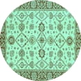 thumbnail image 1 of Ahgly Company Indoor Round Oriental Turquoise Blue Traditional Area Rugs, 7' Round, 1 of 4