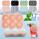 thumbnail image 1 of Bandeja para moldes de cubitos de hielo de whisky de silicona • Combinación esférica y cuadrada • Silicona flexible de grado alimentario, 6 cavidades de 52 mm • Liberación fácil, tapa embudo, 1 of 6