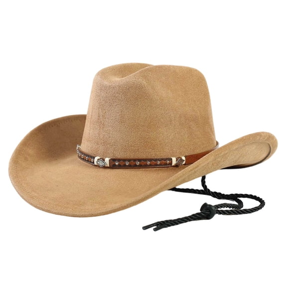 BRICH Cowboy Hats for Women Men Wide Brim Western Cowboy Hat Classic Roll up Resistant Felt Rancher Hats 04-Khaki One Size