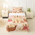 thumbnail image 2 of Manfei Kawaii Puppy Twin Sheets, Cartoon Bow Dog Bedding, Cream Pink, 3-Piece, 1 Flat Sheet, 1 Fitted Sheet and 1 Pillowcase, 2 of 6