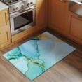 thumbnail image 2 of 2x3 Ft Entryway Area Rug, Teal Marble Kitchen Rug Runner Washable Floor Mat, Modern Abstract Luxury Ink Painting Non Slip Indoor Door Mat Throw Carpet for Bathroom Living Room Bedroom, 2 of 8