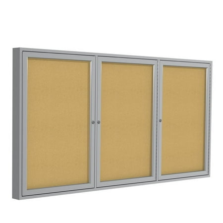 UPC: 0014935207090 | Ghent s Wood 48  x 96  3 Door Enclosed Bulletin Board in Natural